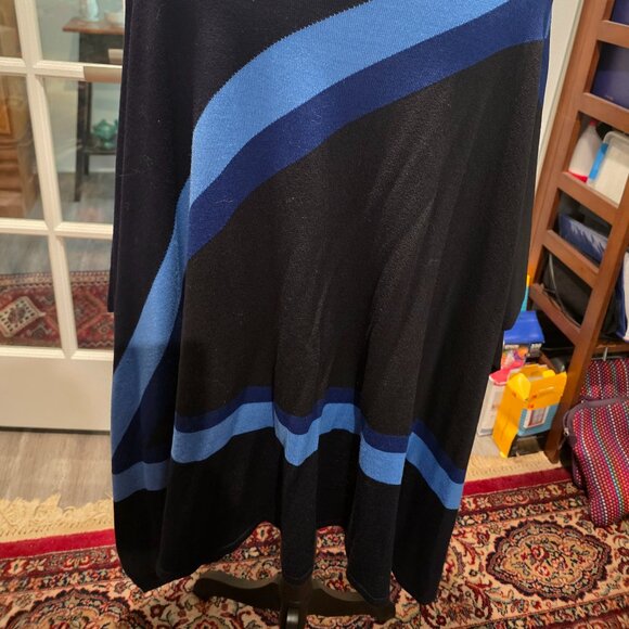 St. John Collection Navy and Light Blue Striped Cape/Poncho. Size M/L - Picture 6 of 6